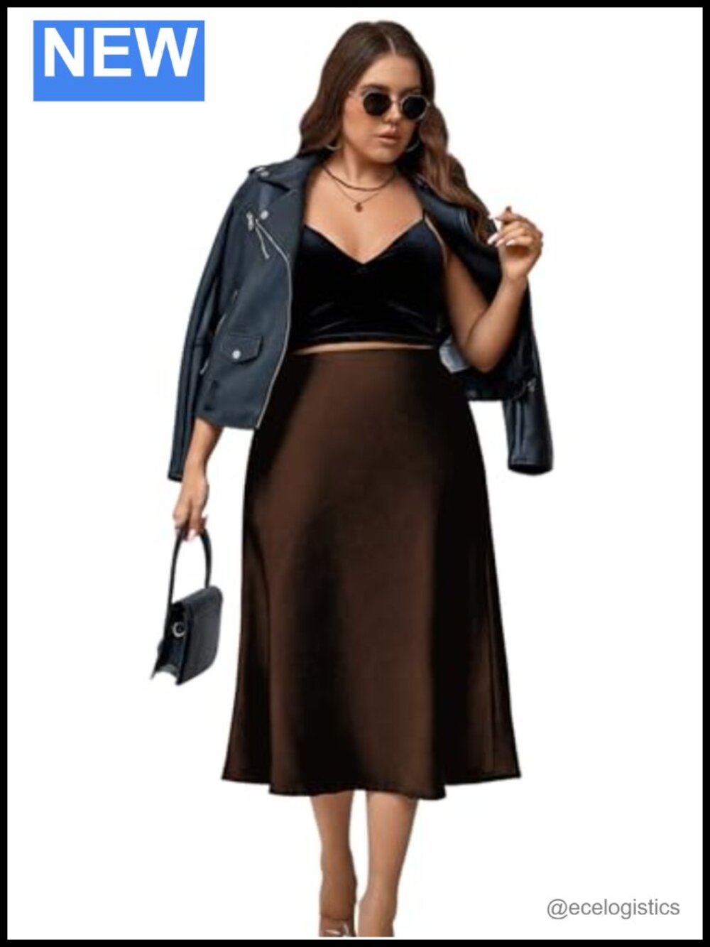 Satin High Waisted A-Line Midi Skirt Plus Size Flared Pull On